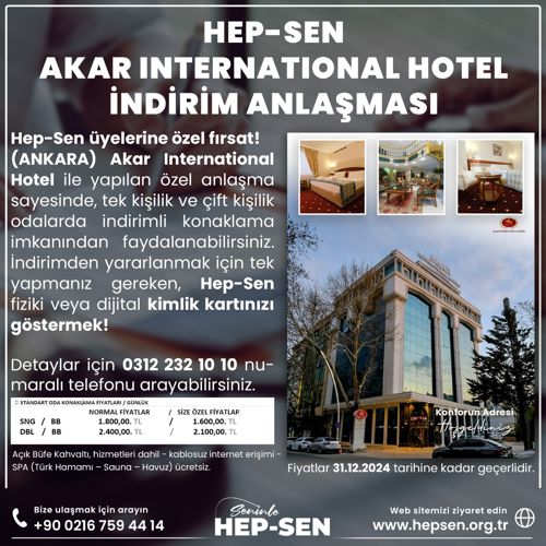 Akar International Hotel İNDİRİM ANLAŞMASI